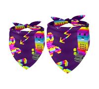 2 Pack Dog Bandana Pixel Art Robot Planet Butterfly and Deserrt Girl Boy Bibs Dog Scarf Kerchief Accessories for Small Medium Large Dogs Puppy Cat Pet