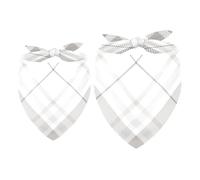 2 Pack Dog Bandana Plaid Check in Pastel Grey Girl Boy Bibs Dog Scarf Kerchief Accessories for Small Medium Large Dogs Puppy Cat Pet