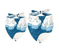 2 Pack Dog Bandana Polar Bears on Ice Girl Boy Bibs Dog Scarf Kerchief Accessories for Small Medium Large Dogs Puppy Cat Pet