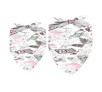 2 Pack Dog Bandana Post Card of Paris Girl Boy Bibs Dog Scarf Kerchief Accessories for Small Medium Large Dogs Puppy Cat Pet