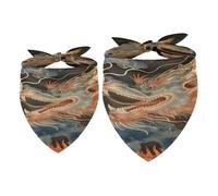 2 Pack Dog Bandana Pretty Chinese Dragon Girl Boy Bibs Dog Scarf Kerchief Accessories for Small Medium Large Dogs Puppy Cat Pet