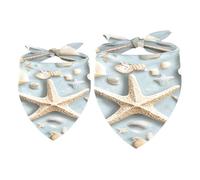 2 Pack Dog Bandana Pretty Starfish and Shells Girl Boy Bibs Dog Scarf Kerchief Accessories for Small Medium Large Dogs Puppy Cat Pet