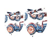 2 Pack Dog Bandana Red Blue Farm Tractors Girl Boy Bibs Dog Scarf Kerchief Accessories for Small Medium Large Dogs Puppy Cat Pet