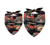 2 Pack Dog Bandana Red Farm Tractors Girl Boy Bibs Dog Scarf Kerchief Accessories for Small Medium Large Dogs Puppy Cat Pet