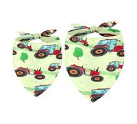 2 Pack Dog Bandana Red Tractor in the Field Girl Boy Bibs Dog Scarf Kerchief Accessories for Small Medium Large Dogs Puppy Cat Pet