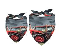 2 Pack Dog Bandana Red Tractor on Farm Girl Boy Bibs Dog Scarf Kerchief Accessories for Small Medium Large Dogs Puppy Cat Pet
