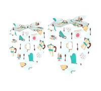 2 Pack Dog Bandana Retro Tea Time Pattern Girl Boy Bibs Dog Scarf Kerchief Accessories for Small Medium Large Dogs Puppy Cat Pet