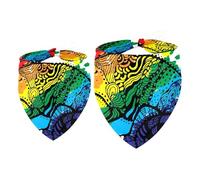 2 Pack Dog Bandana Rianbow Colored Chameleon Lizard Girl Boy Bibs Dog Scarf Kerchief Accessories for Small Medium Large Dogs Puppy Cat Pet