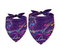 2 Pack Dog Bandana Rock Drummer Player Girl Boy Bibs Dog Scarf Kerchief Accessories for Small Medium Large Dogs Puppy Cat Pet