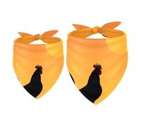 2 Pack Dog Bandana Rooster Silhouette Yellow Sunset Girl Boy Bibs Dog Scarf Kerchief Accessories for Small Medium Large Dogs Puppy Cat Pet
