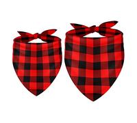 2 Pack Dog Bandana Rustic Black Red Buffalo Check Plaid Pattern Girl Boy Bibs Dog Scarf Kerchief Accessories for Small Medium Large Dogs Puppy Cat Pet