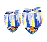 2 Pack Dog Bandana Sailing Boats Oil Painting Girl Boy Bibs Dog Scarf Kerchief Accessories for Small Medium Large Dogs Puppy Cat Pet