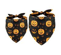 2 Pack Dog Bandana Scarry Halloween Pumpkin Faces Girl Boy Bibs Dog Scarf Kerchief Accessories for Small Medium Large Dogs Puppy Cat Pet