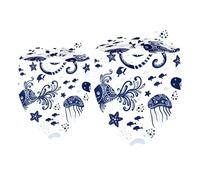 2 Pack Dog Bandana Sea Animals Octopus Jellyfish Dolphin Corals Starfish Girl Boy Bibs Dog Scarf Kerchief Accessories for Small Medium Large Dogs Puppy Cat Pet