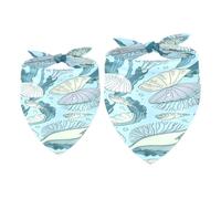 2 Pack Dog Bandana Sea Shells Oyster Corals Girl Boy Bibs Dog Scarf Kerchief Accessories for Small Medium Large Dogs Puppy Cat Pet