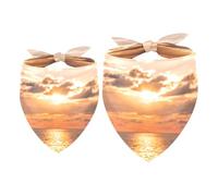 2 Pack Dog Bandana Sea Sparkling Sunrise Landscape Girl Boy Bibs Dog Scarf Kerchief Accessories for Small Medium Large Dogs Puppy Cat Pet
