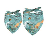 2 Pack Dog Bandana Sea Voyages Dragon and Octopus Girl Boy Bibs Dog Scarf Kerchief Accessories for Small Medium Large Dogs Puppy Cat Pet