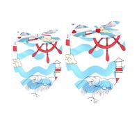 2 Pack Dog Bandana Seagull Lighthouse Wheel Wave Sea Ocean Pattern Girl Boy Bibs Dog Scarf Kerchief Accessories for Small Medium Large Dogs Puppy Cat Pet