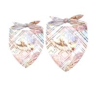 2 Pack Dog Bandana Seashells on Geometric Textile Girl Boy Bibs Dog Scarf Kerchief Accessories for Small Medium Large Dogs Puppy Cat Pet