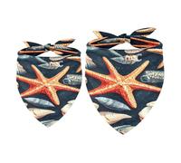2 Pack Dog Bandana Seashells Starfish and Conch Girl Boy Bibs Dog Scarf Kerchief Accessories for Small Medium Large Dogs Puppy Cat Pet