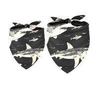 2 Pack Dog Bandana Sharks on Black Girl Boy Bibs Dog Scarf Kerchief Accessories for Small Medium Large Dogs Puppy Cat Pet