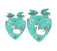2 Pack Dog Bandana Shy Unicorns Pattern Stars Blue Girl Boy Bibs Dog Scarf Kerchief Accessories for Small Medium Large Dogs Puppy Cat Pet