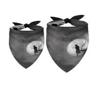2 Pack Dog Bandana Silhouette of Crow at Midnight Girl Boy Bibs Dog Scarf Kerchief Accessories for Small Medium Large Dogs Puppy Cat Pet