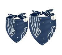 2 Pack Dog Bandana Sketchy Cactus Paint Navy Background Girl Boy Bibs Dog Scarf Kerchief Accessories for Small Medium Large Dogs Puppy Cat Pet