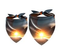 2 Pack Dog Bandana Solar Eclipse on Cloud Girl Boy Bibs Dog Scarf Kerchief Accessories for Small Medium Large Dogs Puppy Cat Pet