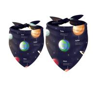 2 Pack Dog Bandana Solar System Planets Universe Girl Boy Bibs Dog Scarf Kerchief Accessories for Small Medium Large Dogs Puppy Cat Pet