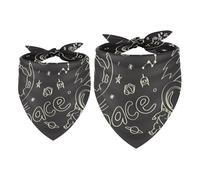 2 Pack Dog Bandana Space Rocket Planet Hand Draw Girl Boy Bibs Dog Scarf Kerchief Accessories for Small Medium Large Dogs Puppy Cat Pet