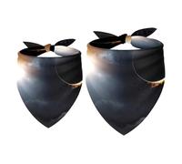 2 Pack Dog Bandana Space Sky Background with Solar Eclipse Girl Boy Bibs Dog Scarf Kerchief Accessories for Small Medium Large Dogs Puppy Cat Pet