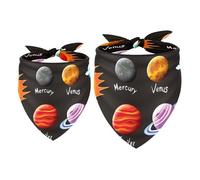 2 Pack Dog Bandana Space Solar System Universe Planets Girl Boy Bibs Dog Scarf Kerchief Accessories for Small Medium Large Dogs Puppy Cat Pet