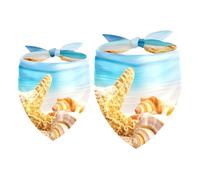 2 Pack Dog Bandana Starfish and Seashells on the Beach Girl Boy Bibs Dog Scarf Kerchief Accessories for Small Medium Large Dogs Puppy Cat Pet