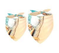 2 Pack Dog Bandana Starfish Seashell on Summer Beach Sea Water Girl Boy Bibs Dog Scarf Kerchief Accessories for Small Medium Large Dogs Puppy Cat Pet