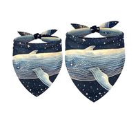 2 Pack Dog Bandana Starry Nebular Whale Girl Boy Bibs Dog Scarf Kerchief Accessories for Small Medium Large Dogs Puppy Cat Pet