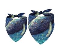 2 Pack Dog Bandana Starry Nebular Whale Girl Boy Bibs Dog Scarf Kerchief Accessories for Small Medium Large Dogs Puppy Cat Pet