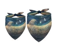 2 Pack Dog Bandana Starry Nebular Whale Girl Boy Bibs Dog Scarf Kerchief Accessories for Small Medium Large Dogs Puppy Cat Pet
