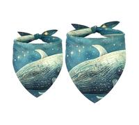 2 Pack Dog Bandana Starry Nebular Whale Girl Boy Bibs Dog Scarf Kerchief Accessories for Small Medium Large Dogs Puppy Cat Pet