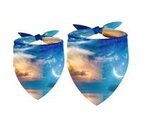 2 Pack Dog Bandana Starry Sky Moon and Glowing Clouds Girl Boy Bibs Dog Scarf Kerchief Accessories for Small Medium Large Dogs Puppy Cat Pet