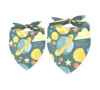 2 Pack Dog Bandana Stars Clouds and Planets Girl Boy Bibs Dog Scarf Kerchief Accessories for Small Medium Large Dogs Puppy Cat Pet