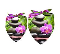 2 Pack Dog Bandana Stones and Orchid Girl Boy Bibs Dog Scarf Kerchief Accessories for Small Medium Large Dogs Puppy Cat Pet