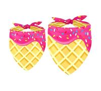 2 Pack Dog Bandana Strawberry Ice Cream Melted on Waffle Girl Boy Bibs Dog Scarf Kerchief Accessories for Small Medium Large Dogs Puppy Cat Pet