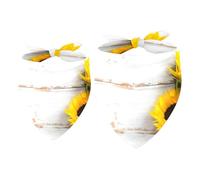 2 Pack Dog Bandana Sunflower onWhite Rustic Wooden Board Girl Boy Bibs Dog Scarf Kerchief Accessories for Small Medium Large Dogs Puppy Cat Pet