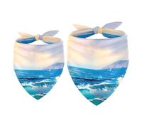 2 Pack Dog Bandana Sunrise on Sea Wave Girl Boy Bibs Dog Scarf Kerchief Accessories for Small Medium Large Dogs Puppy Cat Pet