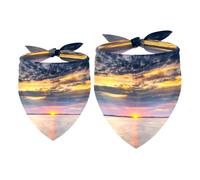 2 Pack Dog Bandana Sunrise Sky View over the Sea Girl Boy Bibs Dog Scarf Kerchief Accessories for Small Medium Large Dogs Puppy Cat Pet