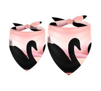 2 Pack Dog Bandana Sunset Swan on Lake Silhouette Girl Boy Bibs Dog Scarf Kerchief Accessories for Small Medium Large Dogs Puppy Cat Pet