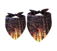 2 Pack Dog Bandana Sunset Trees Girl Boy Bibs Dog Scarf Kerchief Accessories for Small Medium Large Dogs Puppy Cat Pet