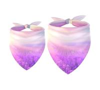 2 Pack Dog Bandana Sunset Violet Lavender Field Girl Boy Bibs Dog Scarf Kerchief Accessories for Small Medium Large Dogs Puppy Cat Pet