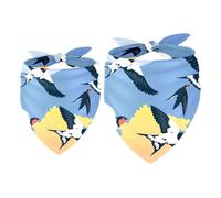 2 Pack Dog Bandana Swallows Flying in the Sky Girl Boy Bibs Dog Scarf Kerchief Accessories for Small Medium Large Dogs Puppy Cat Pet